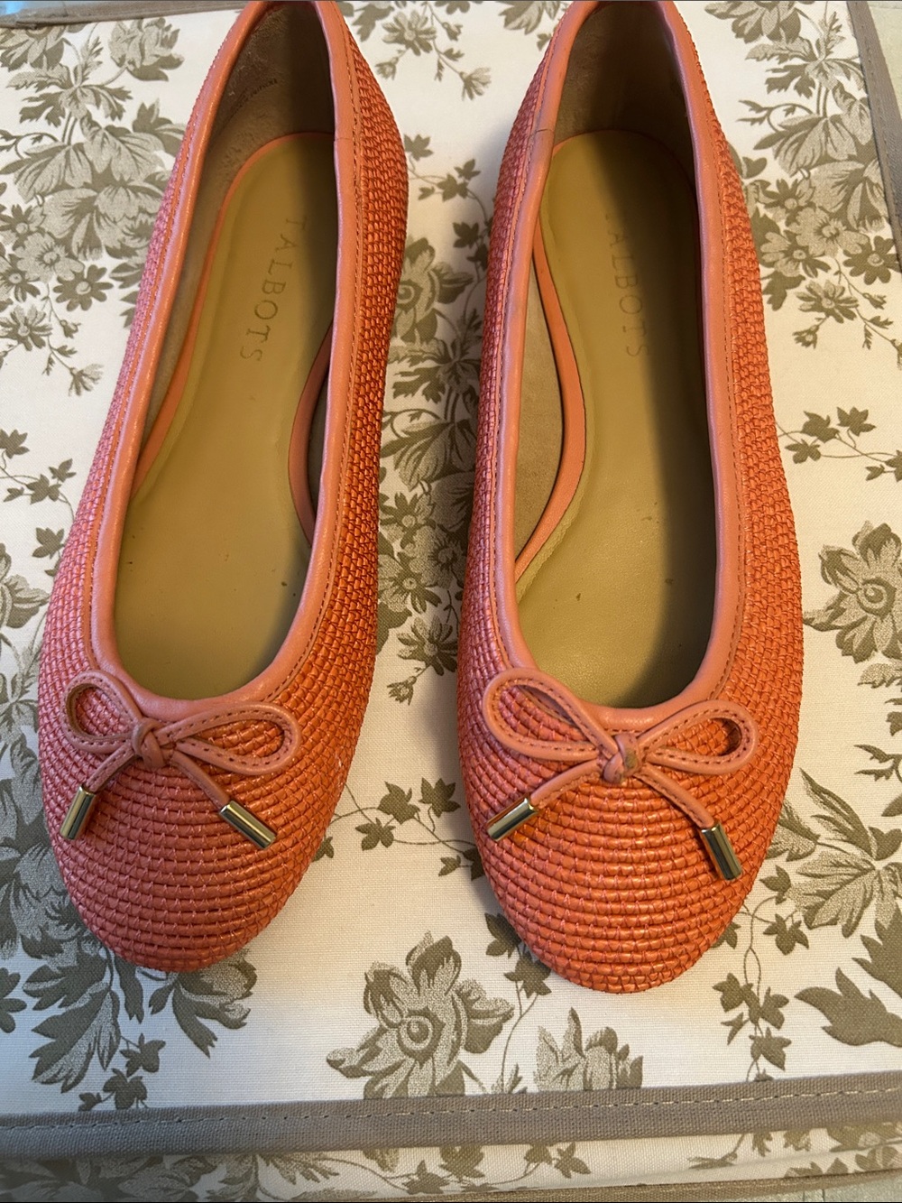 Talbots Coral Pink Woven Ballet Flats